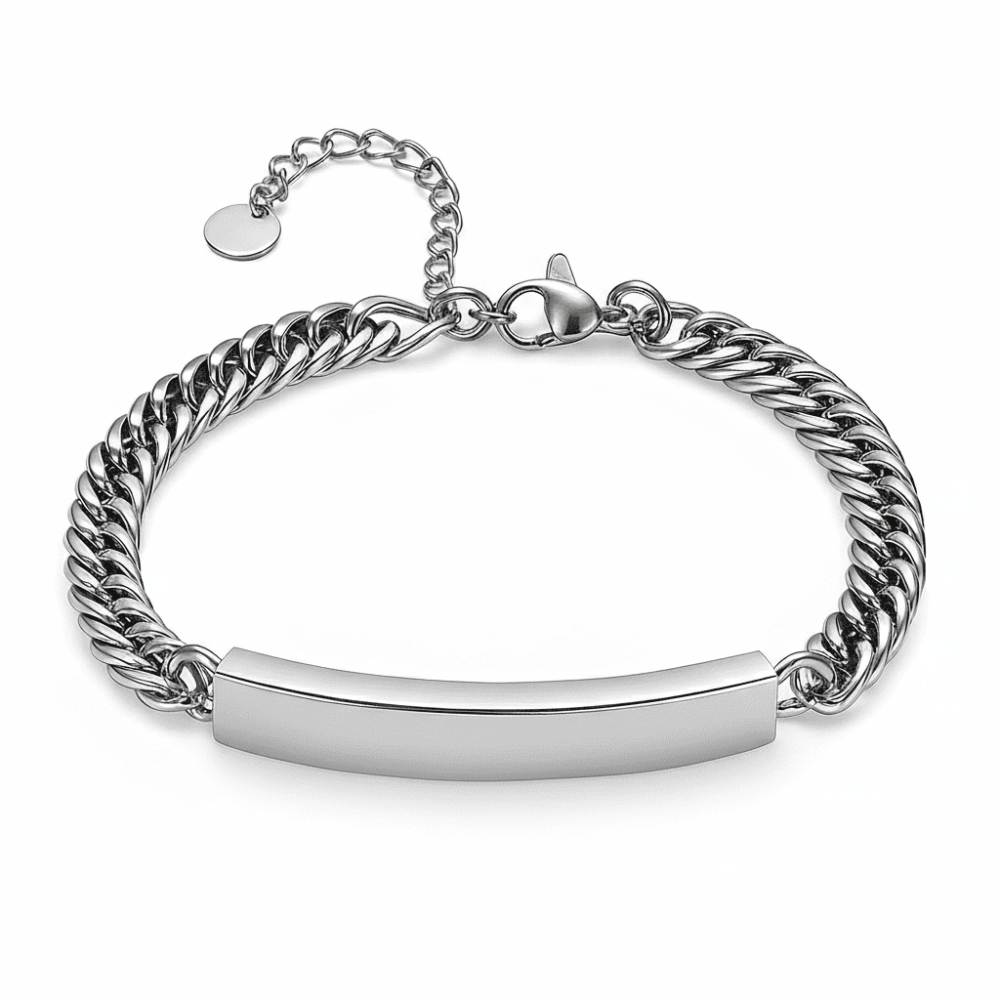 Kadın Çelik Bileklik - İsme Özel Yazılı - Gurmet Model - Gümüş Renk - 6