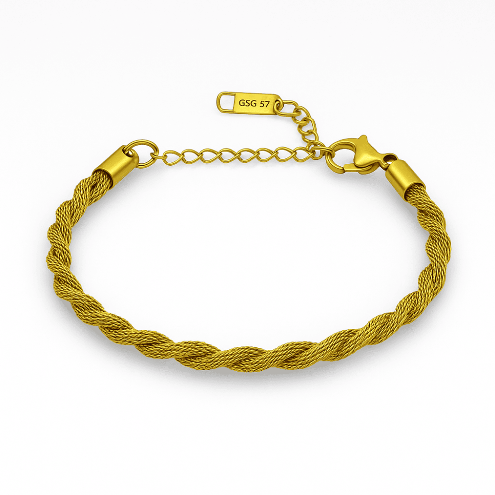 Kadın Çelik Bileklik - Kalın Burma Model - Altın Renk - 4