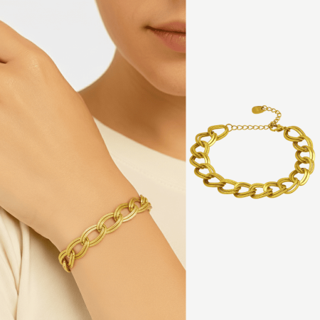 Kadın Çelik Bileklik - Nonna Model - Altın Renk - Tesbihane