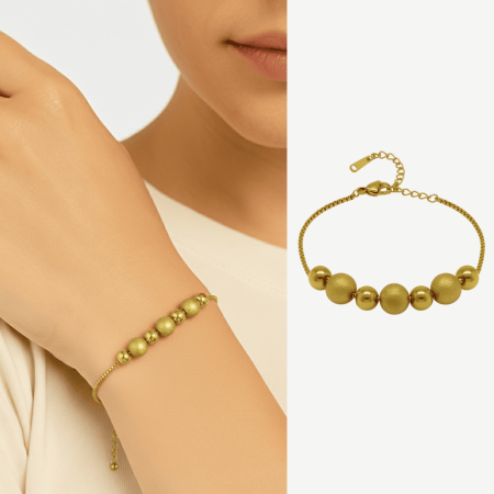 Kadın Çelik Bileklik - Toplu Box Model - Altın Renk - Tesbihane