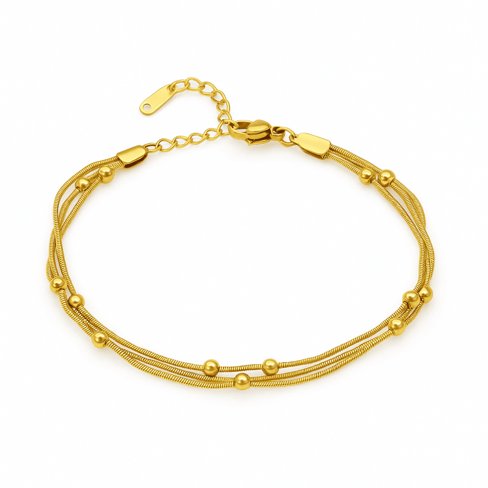 Kadın Çelik Bileklik - Toplu 3 lü Snake Model - Altın Renk - 4