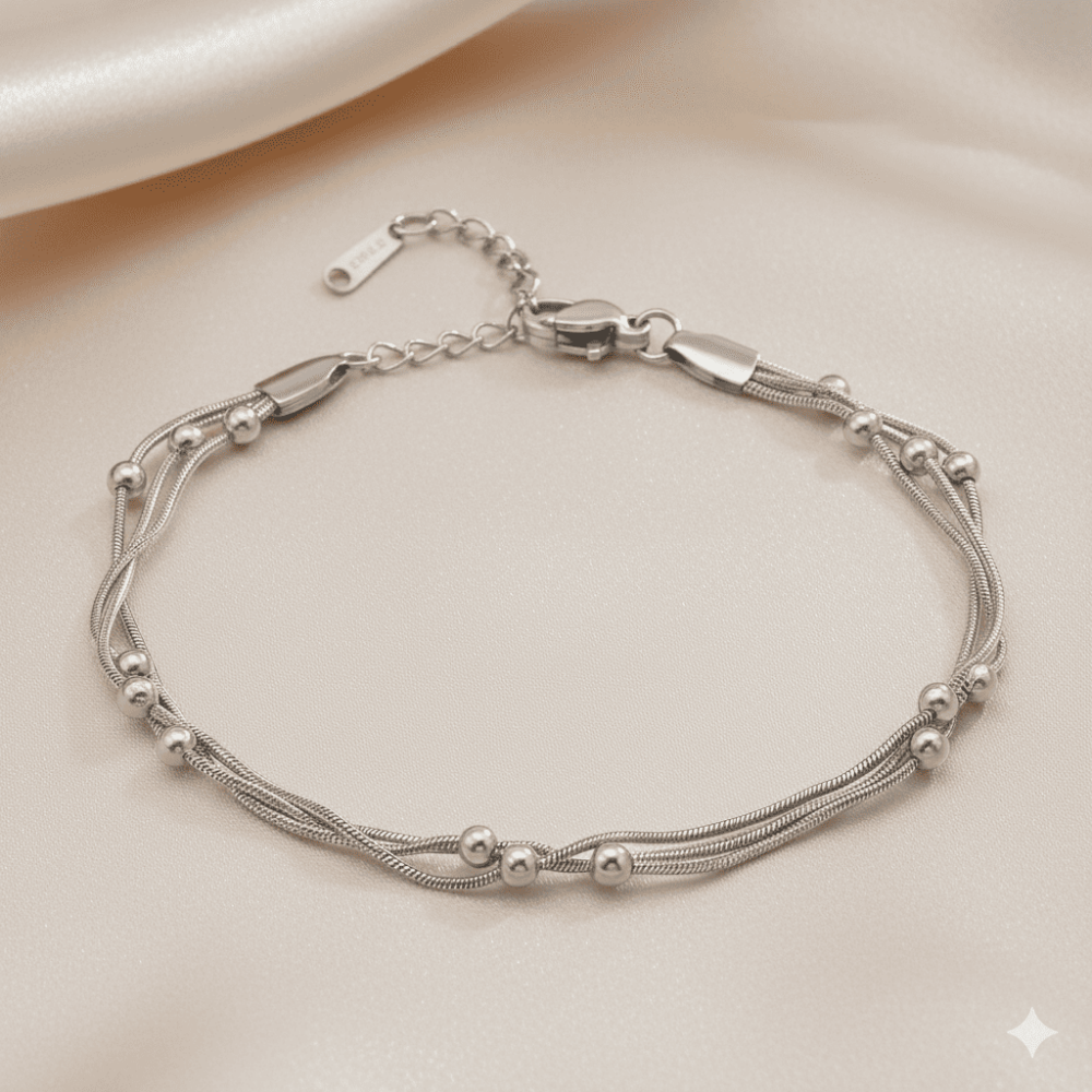 Kadın Çelik Bileklik - Toplu 3 lü Snake Model - Gümüş Renk - 3