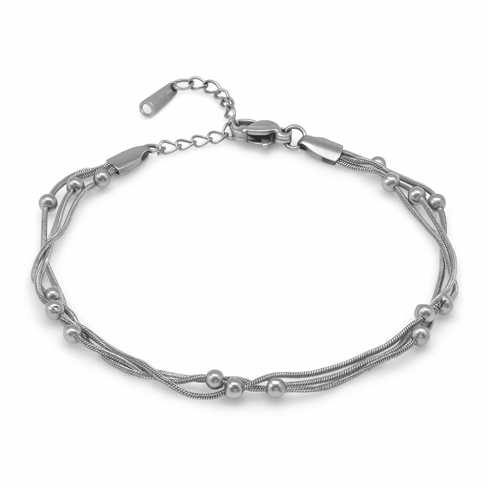 Kadın Çelik Bileklik - Toplu 3 lü Snake Model - Gümüş Renk - 4