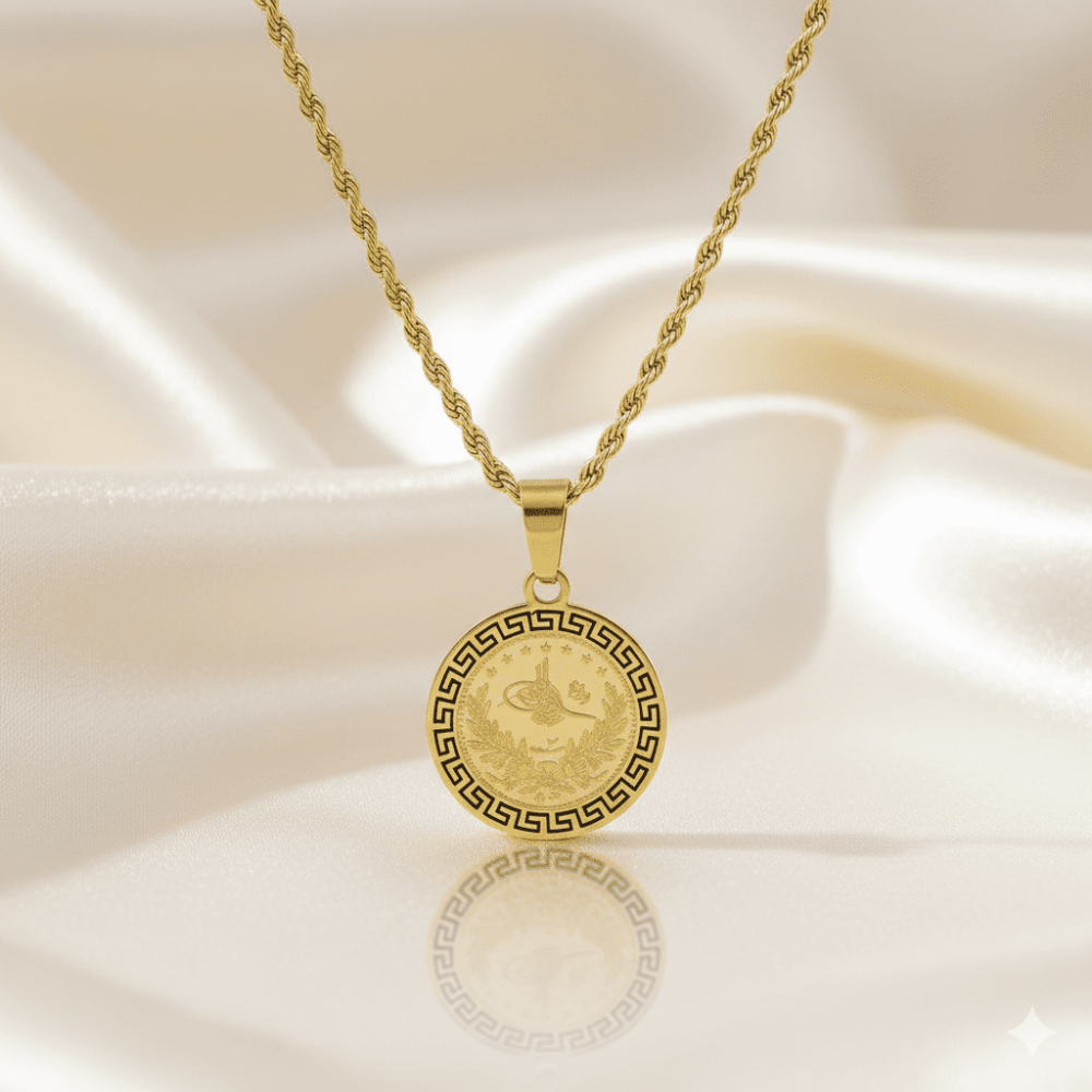 Kadın Çelik Kolye - Beşi Bir Yerde Reşat Altını Tasarım - Burma Zincirli - Altın Renk - 3