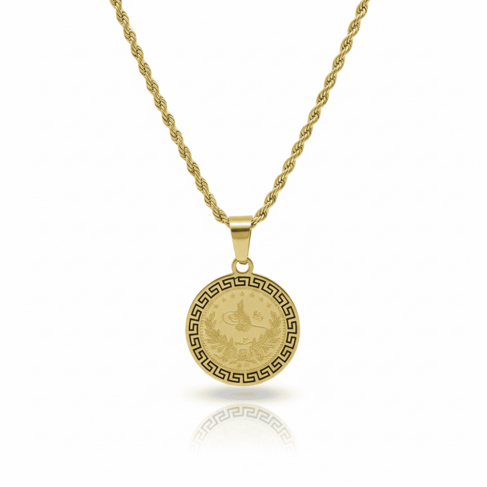 Kadın Çelik Kolye - Beşi Bir Yerde Reşat Altını Tasarım - Burma Zincirli - Altın Renk - 4