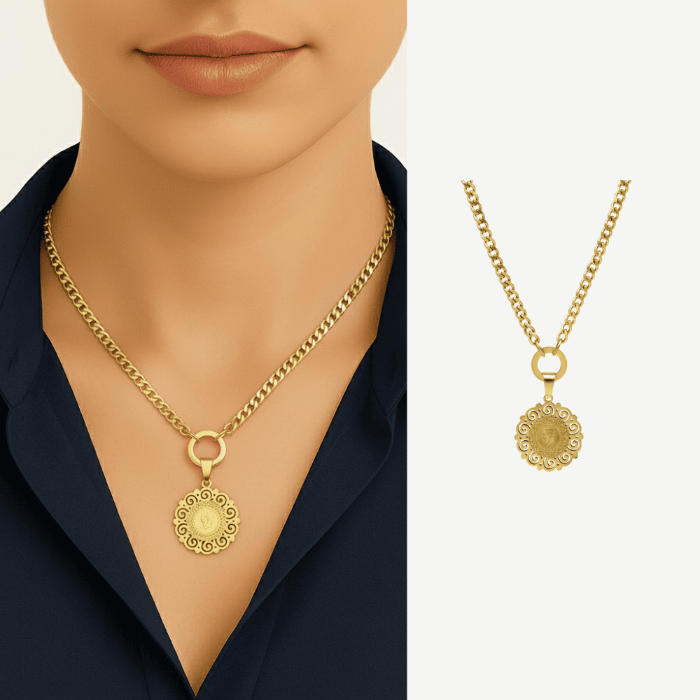 Kadın Çelik Kolye - Beşi Bir Yerde Reşat Altını Tasarım - Gurmet Zincirli - Altın Renk - 1