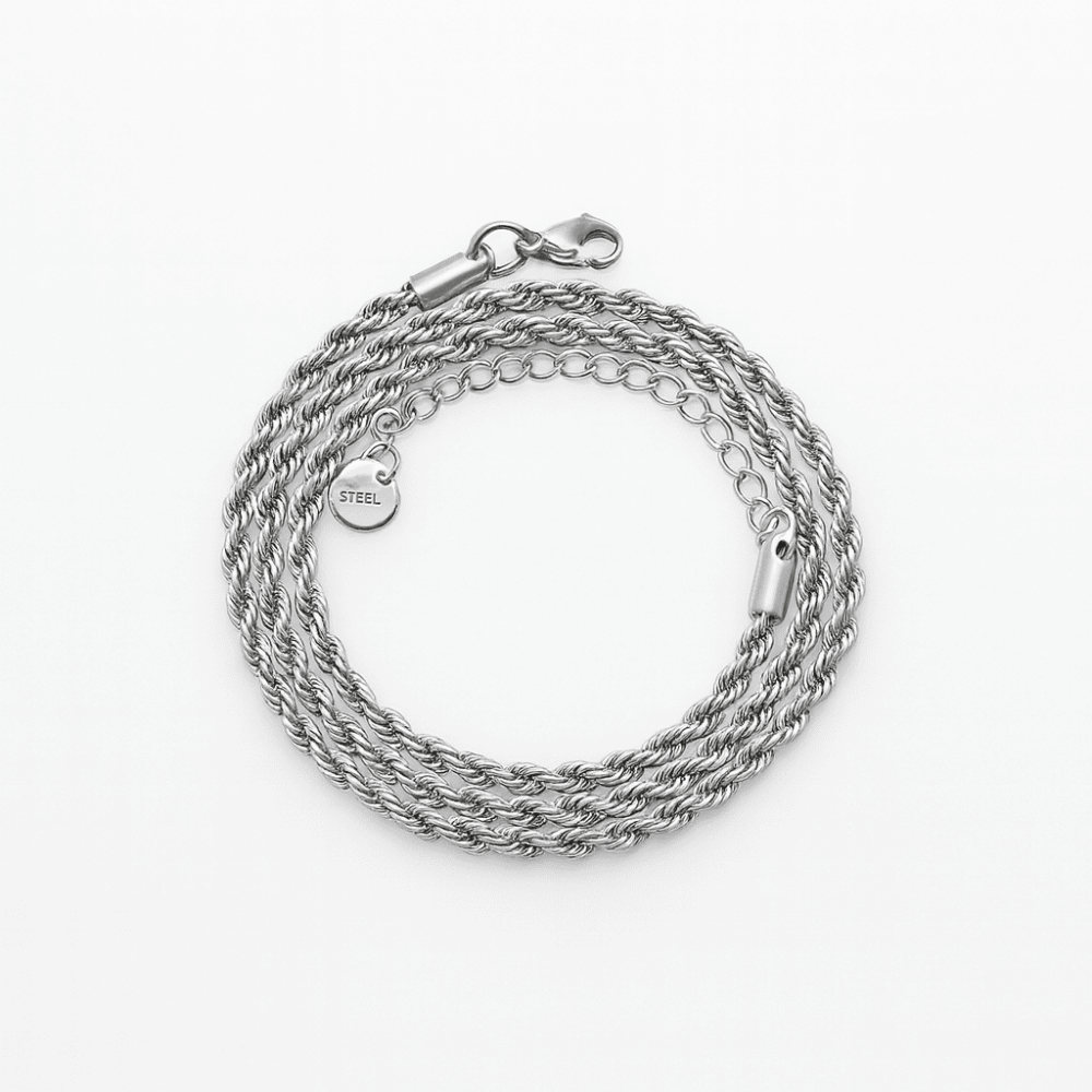 Kadın Çelik Zincir - Burma Model - Gümüş Renk - 40 cm Uzunluk - 3,0 mm Genişlik - 5