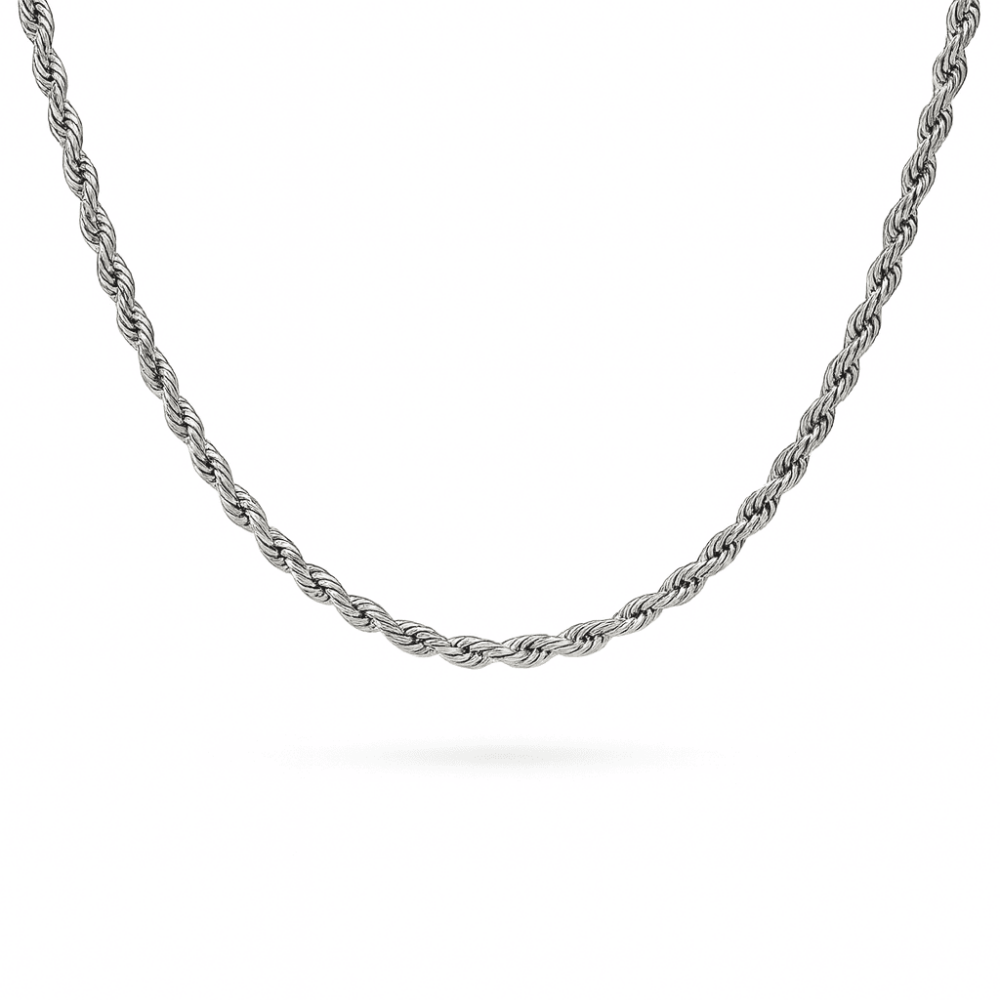 Kadın Çelik Zincir - Burma Model - Gümüş Renk - 40 cm Uzunluk - 3,0 mm Genişlik - 6