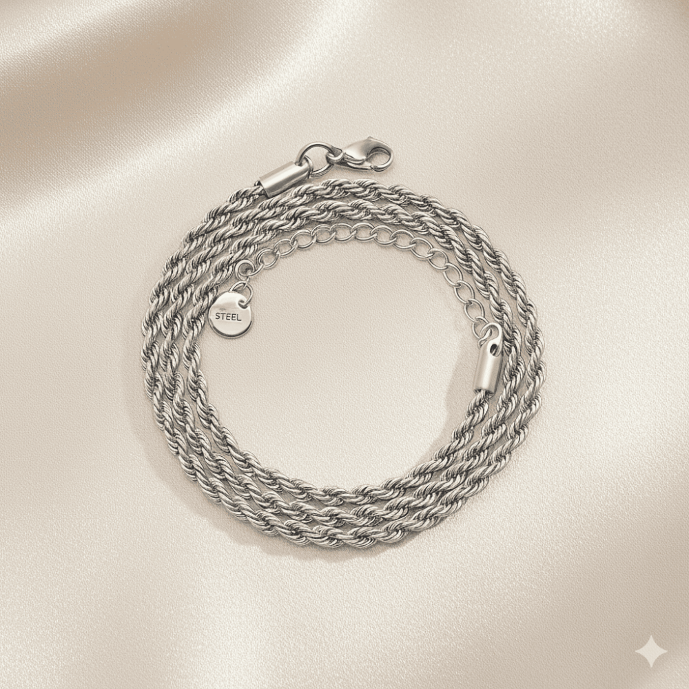 Kadın Çelik Zincir - Burma Model - Gümüş Renk - 40 cm Uzunluk - 3,0 mm Genişlik - 3