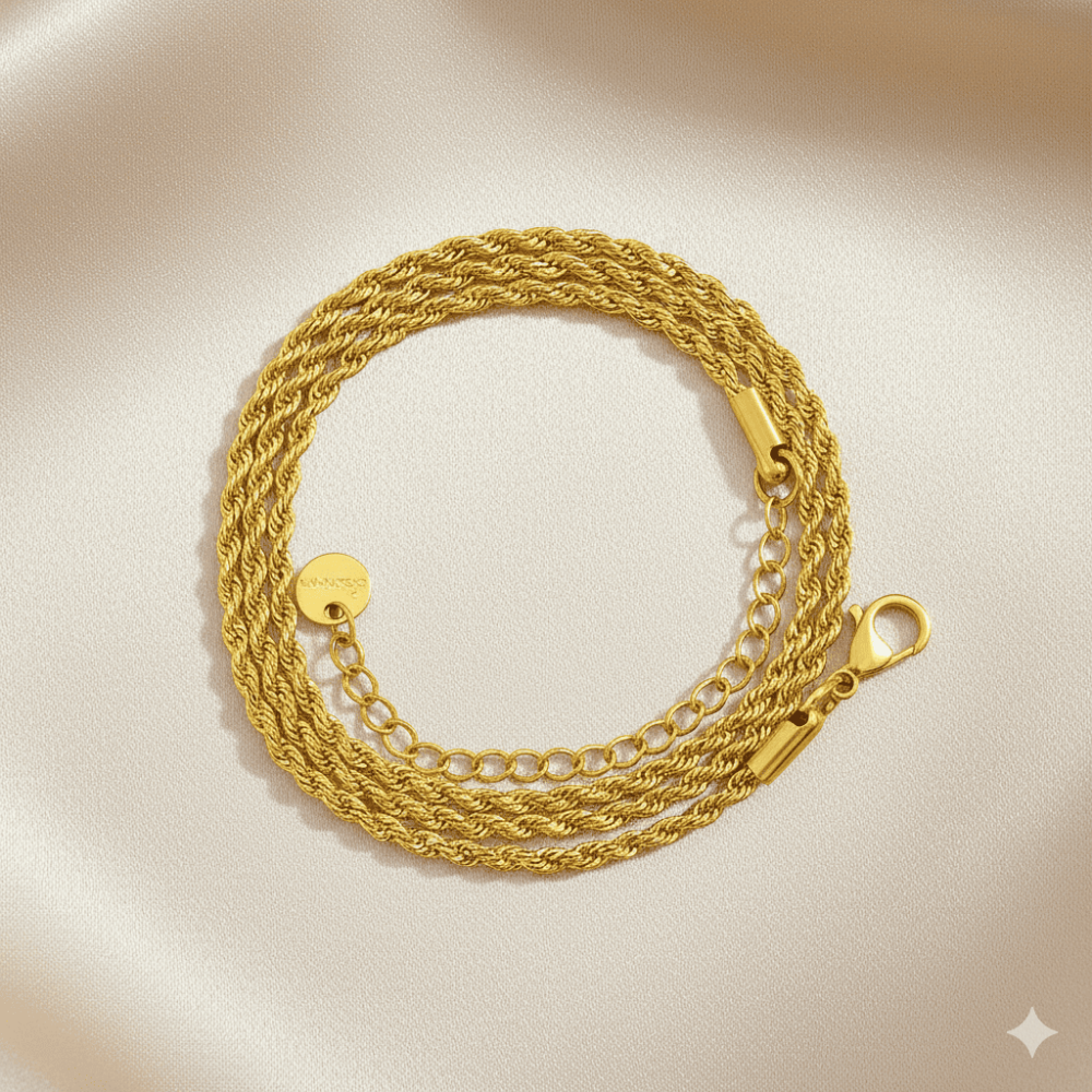 Kadın Çelik Zincir - Burma Model - Altın Renk - 40 cm Uzunluk - 1,5 mm Genişlik - 3