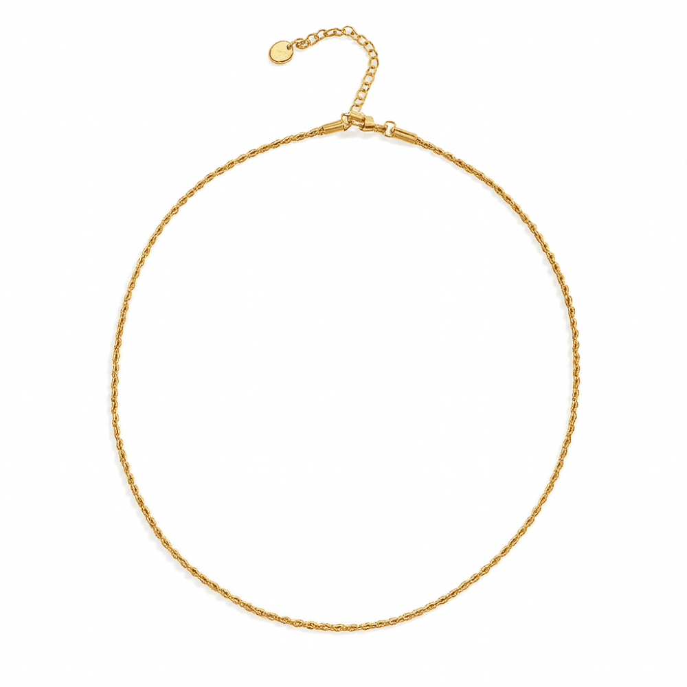 Kadın Çelik Zincir - Burma Model - Altın Renk - 40 cm Uzunluk - 1,5 mm Genişlik - 4