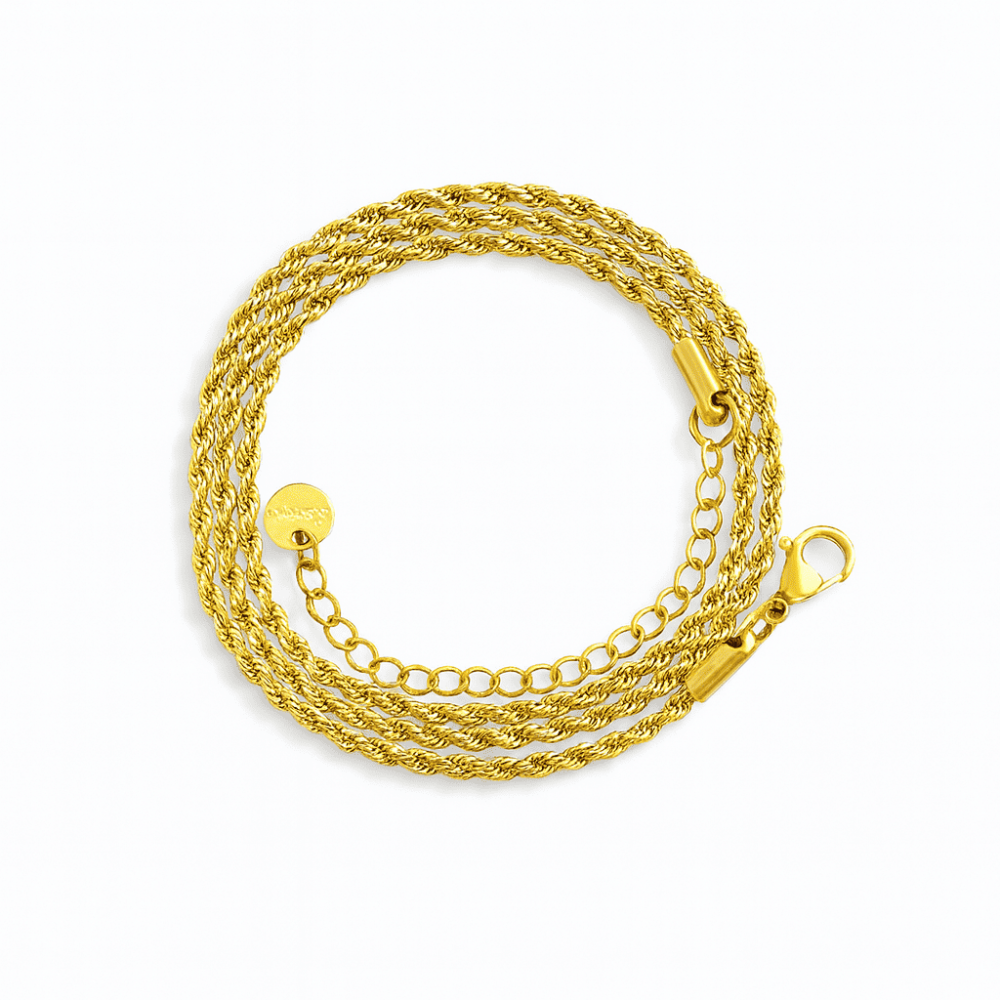 Kadın Çelik Zincir - Burma Model - Altın Renk - 40 cm Uzunluk - 1,5 mm Genişlik - 5