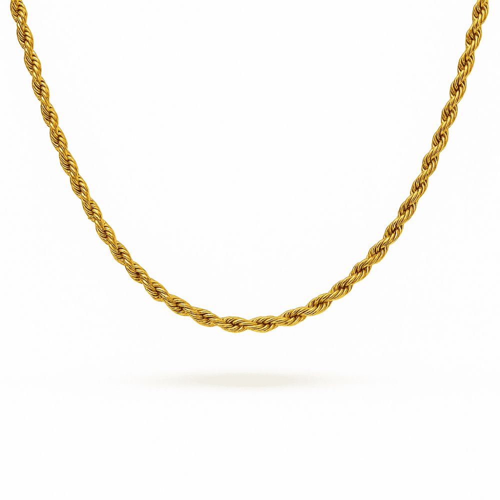 Kadın Çelik Zincir - Burma Model - Altın Renk - 40 cm Uzunluk - 1,5 mm Genişlik - 6