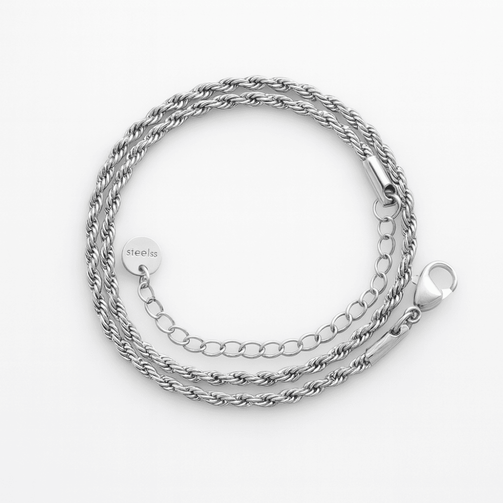 Kadın Çelik Zincir - Burma Model - Gümüş Renk - 40 cm Uzunluk - 1,5 mm Genişlik - 5
