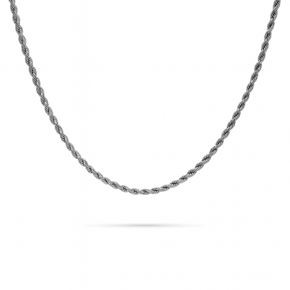 Kadın Çelik Zincir - Burma Model - Gümüş Renk - 40 cm Uzunluk - 1,5 mm Genişlik - 6