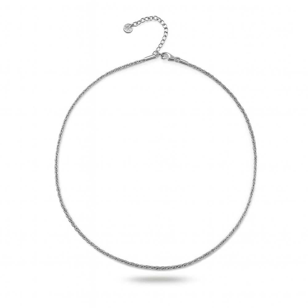 Kadın Çelik Zincir - Burma Model - Gümüş Renk - 40 cm Uzunluk - 1,5 mm Genişlik - 4