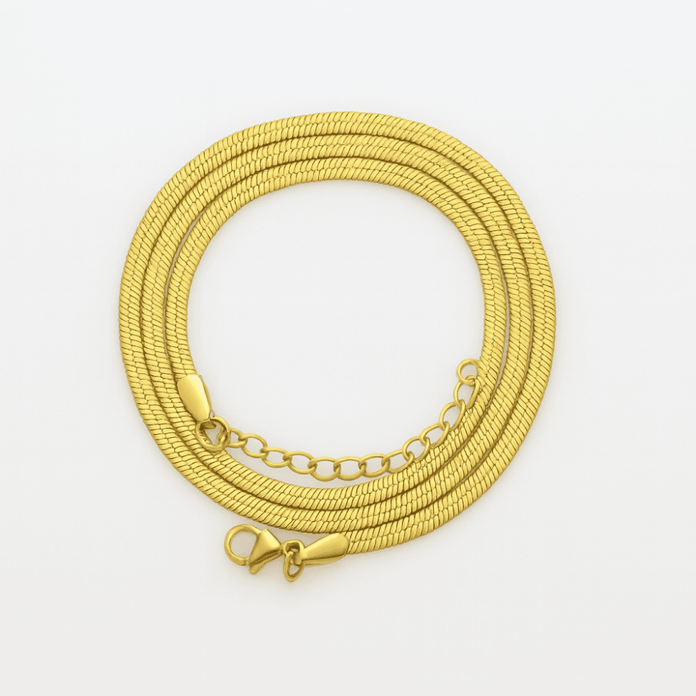 Kadın Çelik Zincir - Snake Model - Altın Renk - 40 cm Uzunluk - 3,3 mm Genişlik - 5