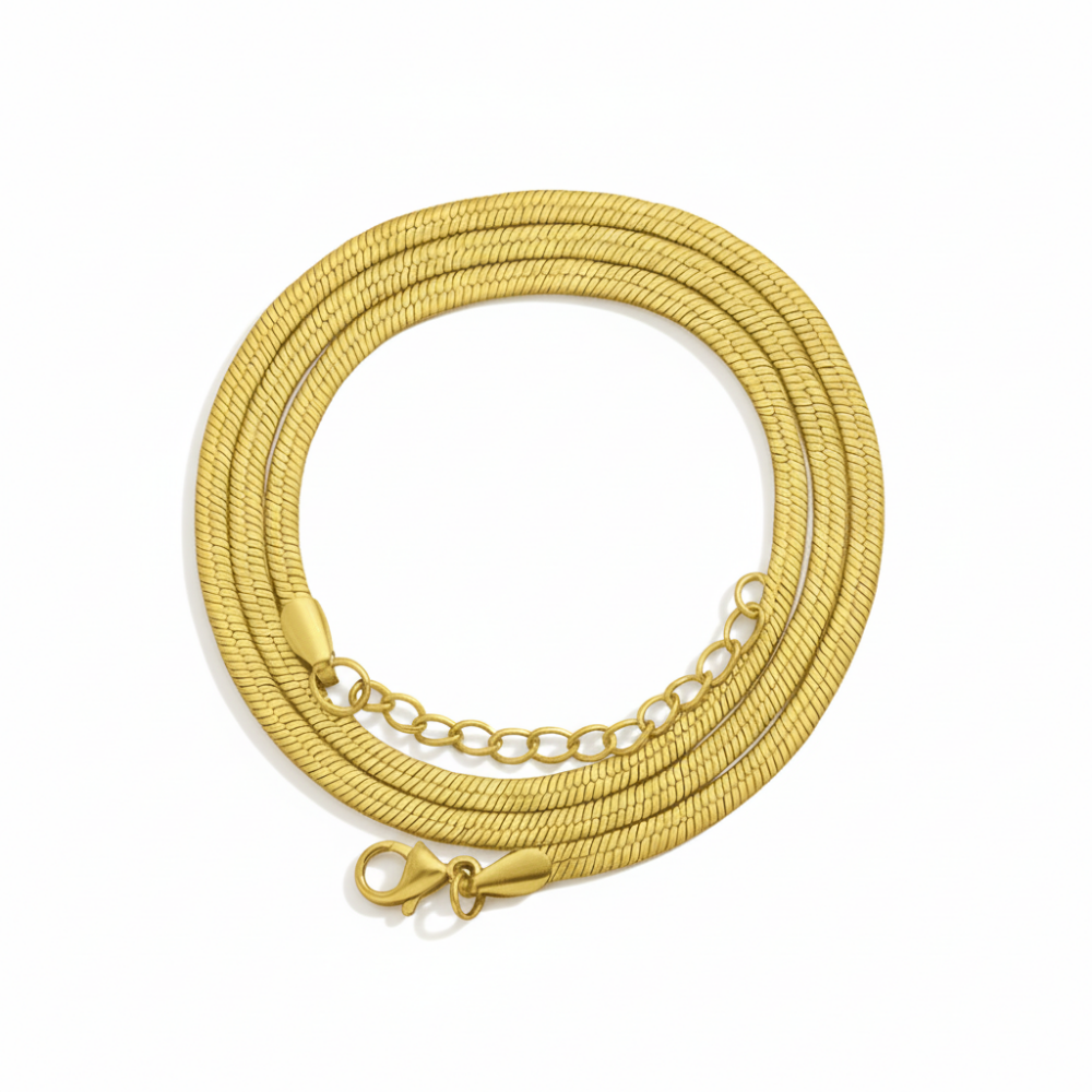 Kadın Çelik Zincir - Snake Model - Altın Renk - 40 cm Uzunluk - 3,3 mm Genişlik - 4