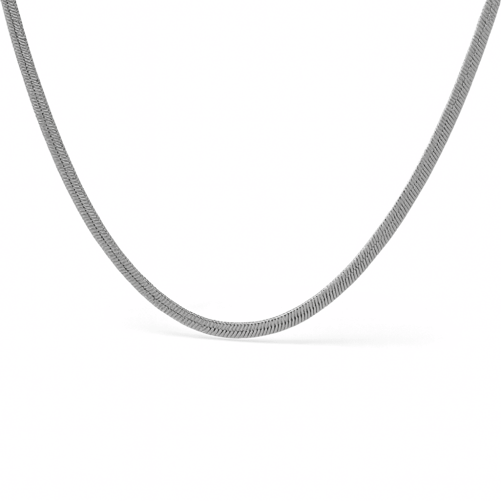 Kadın Çelik Zincir - Snake Model - Gümüş Renk - 40 cm Uzunluk - 3,3 mm Genişlik - 6