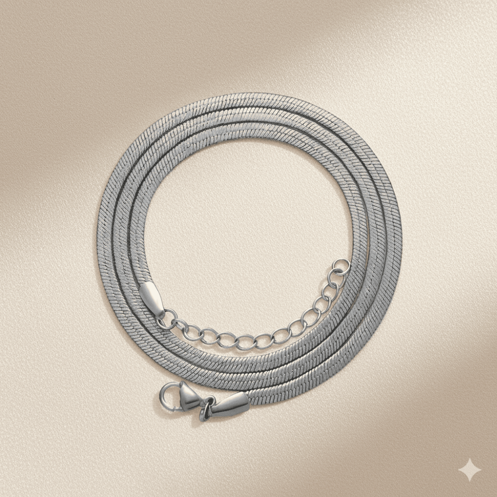 Kadın Çelik Zincir - Snake Model - Gümüş Renk - 40 cm Uzunluk - 3,3 mm Genişlik - 3