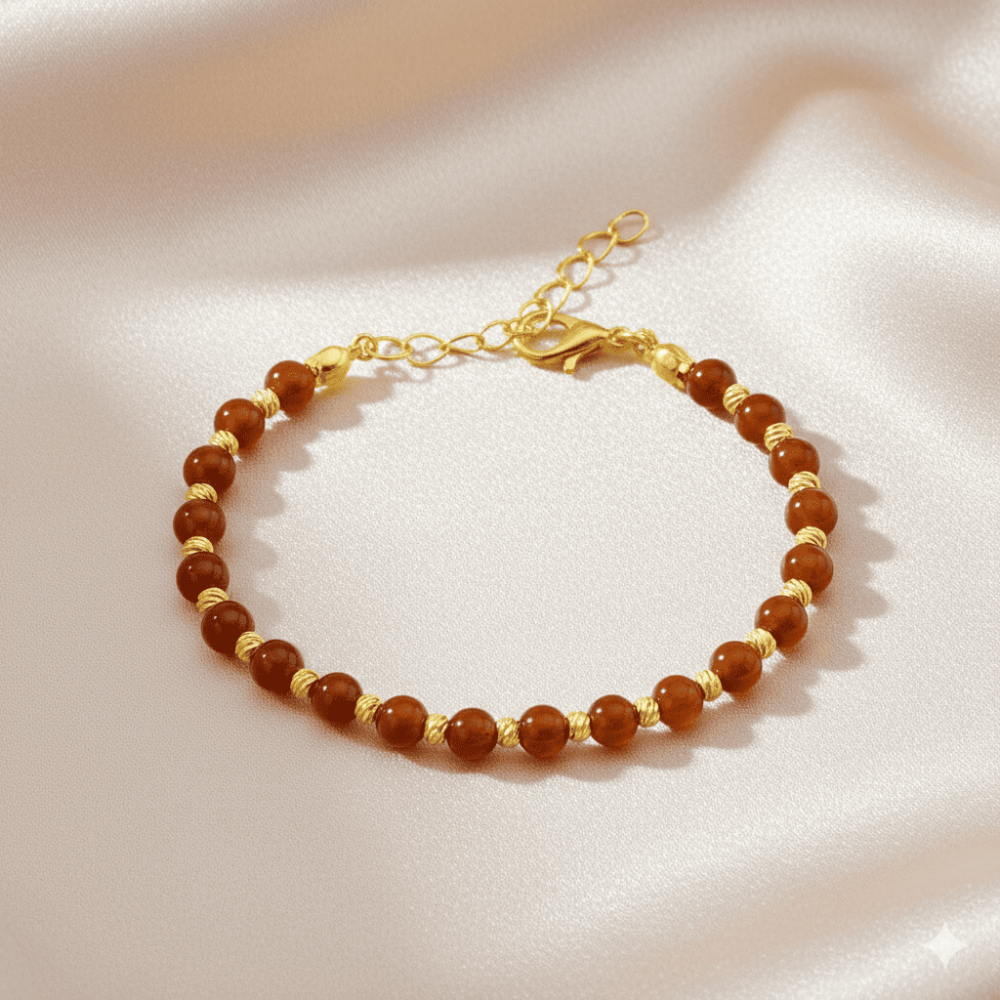 Kadın Doğal Damla Kehribar Bileklik - Bal Rengi - Küre Kesim - Dorika Top Süslemeli - Çelik Zincirli - 3