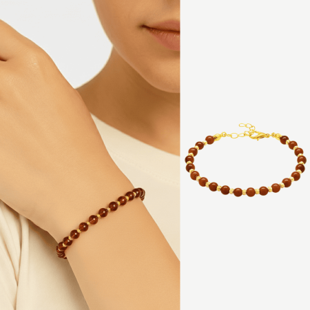 Kadın Doğal Damla Kehribar Bileklik - Bal Rengi - Küre Kesim - Dorika Top Süslemeli - Çelik Zincirli - Tesbihane