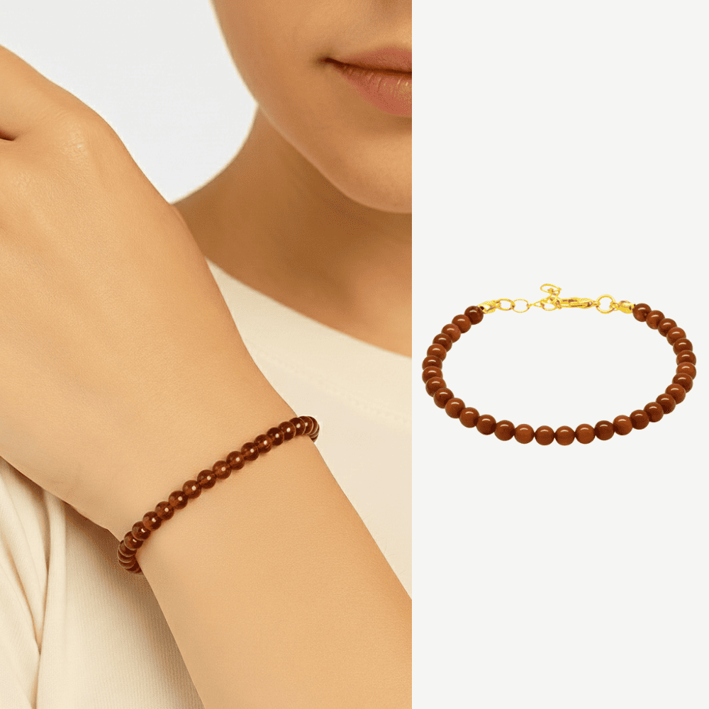 Kadın Doğal Damla Kehribar Bileklik - Bal Rengi - Küre Kesim - Çelik Zincirli - 1