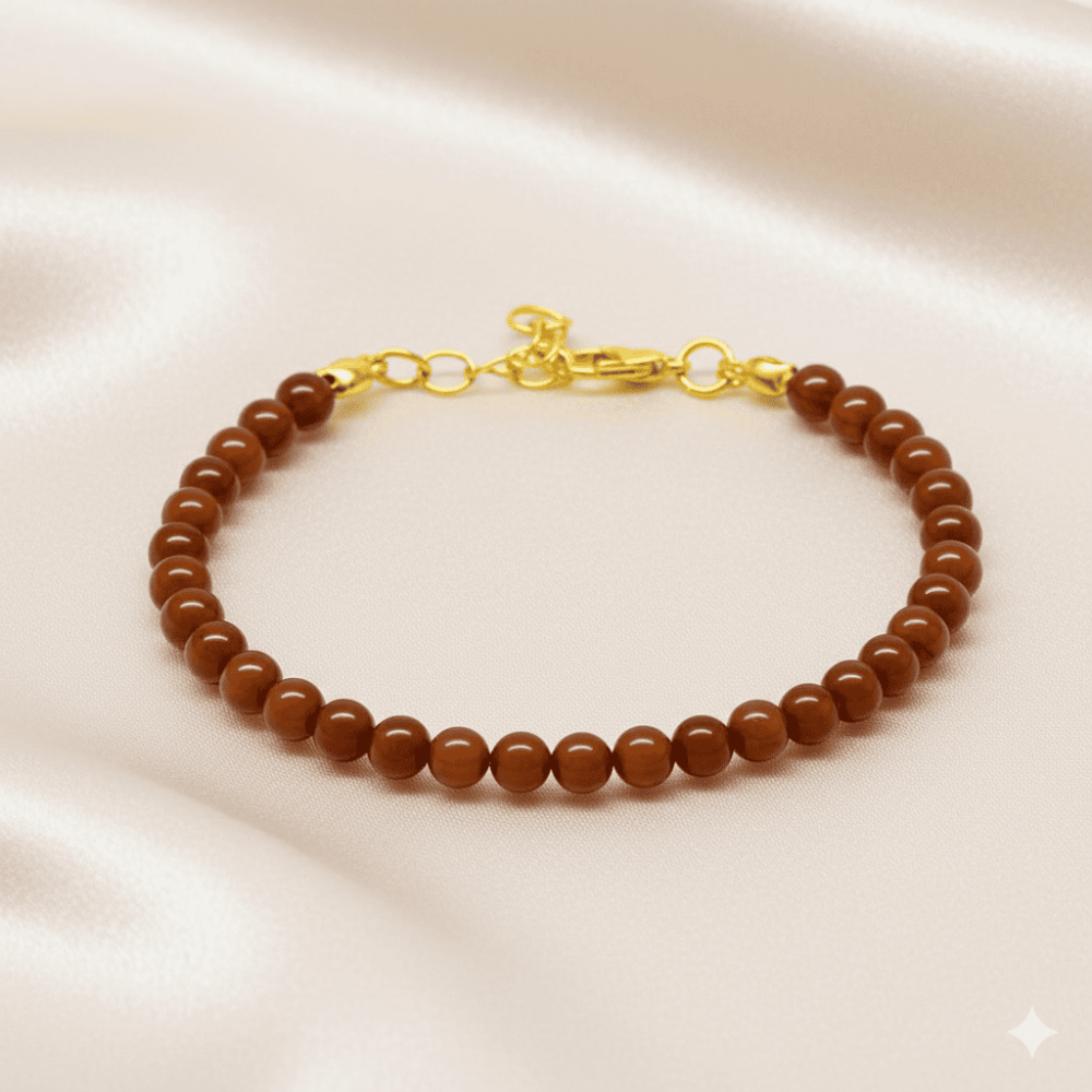 Kadın Doğal Damla Kehribar Bileklik - Bal Rengi - Küre Kesim - Çelik Zincirli - 3