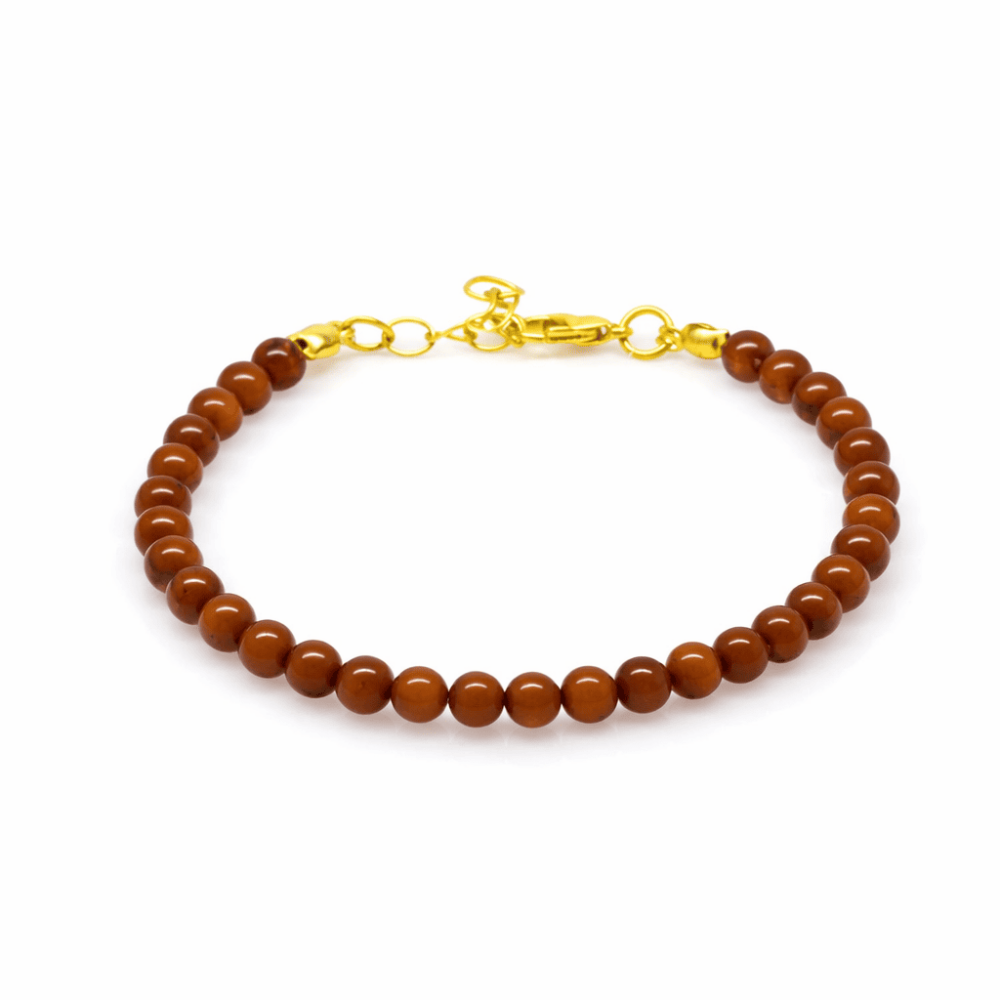 Kadın Doğal Damla Kehribar Bileklik - Bal Rengi - Küre Kesim - Çelik Zincirli - 4