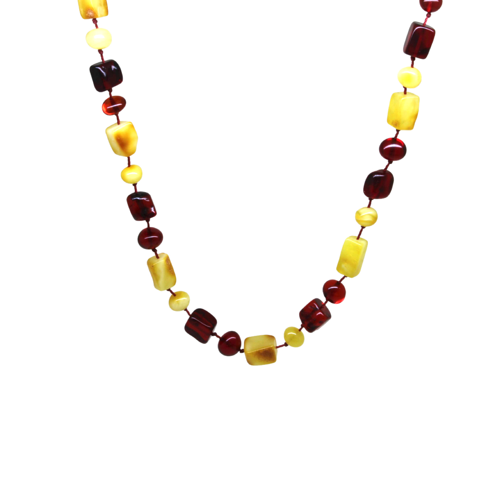 Kadın Hakiki Damla Kehribar Kolye - Doğal Form - Sarı Kırmızı Renk - 2