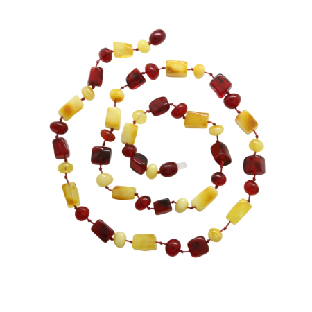 Kadın Hakiki Damla Kehribar Kolye - Doğal Form - Sarı Kırmızı Renk - Tesbihane