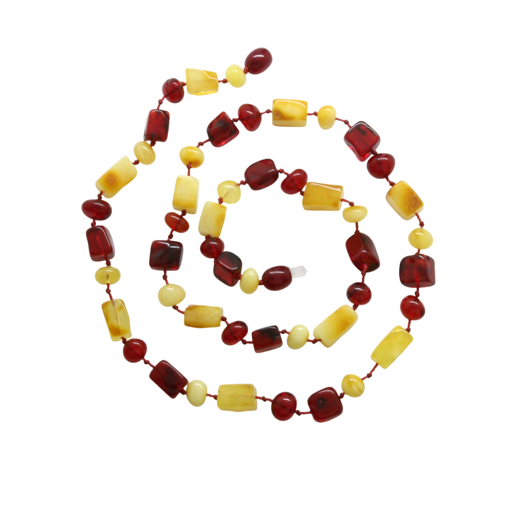 Kadın Hakiki Damla Kehribar Kolye - Doğal Form - Sarı Kırmızı Renk - 1