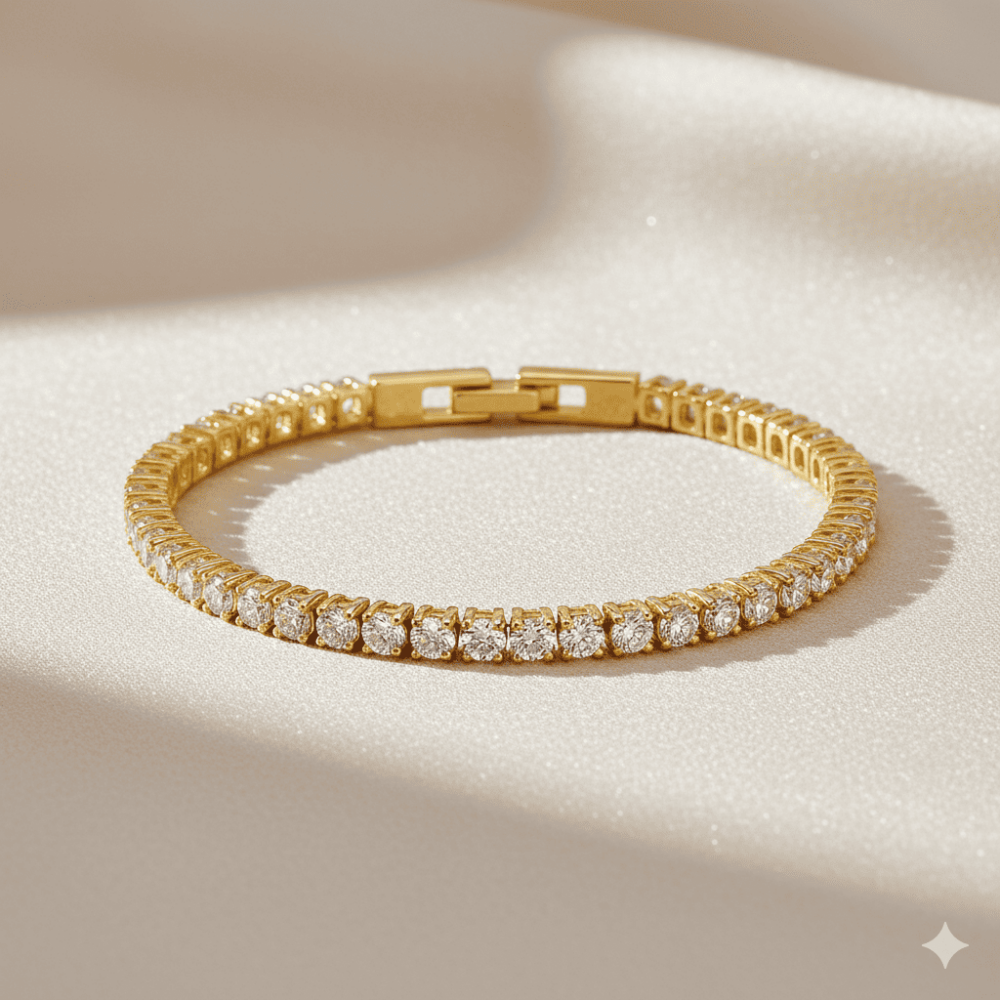 Kadın Su Yolu Xuping Bileklik - Sıralı Beyaz Zirkon Taş - Altın Renk - 3