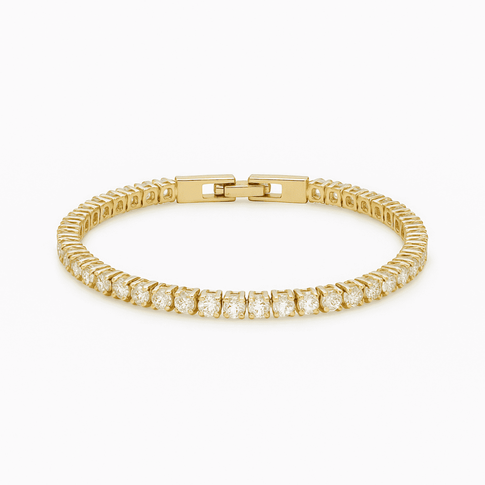 Kadın Su Yolu Xuping Bileklik - Sıralı Beyaz Zirkon Taş - Altın Renk - 4