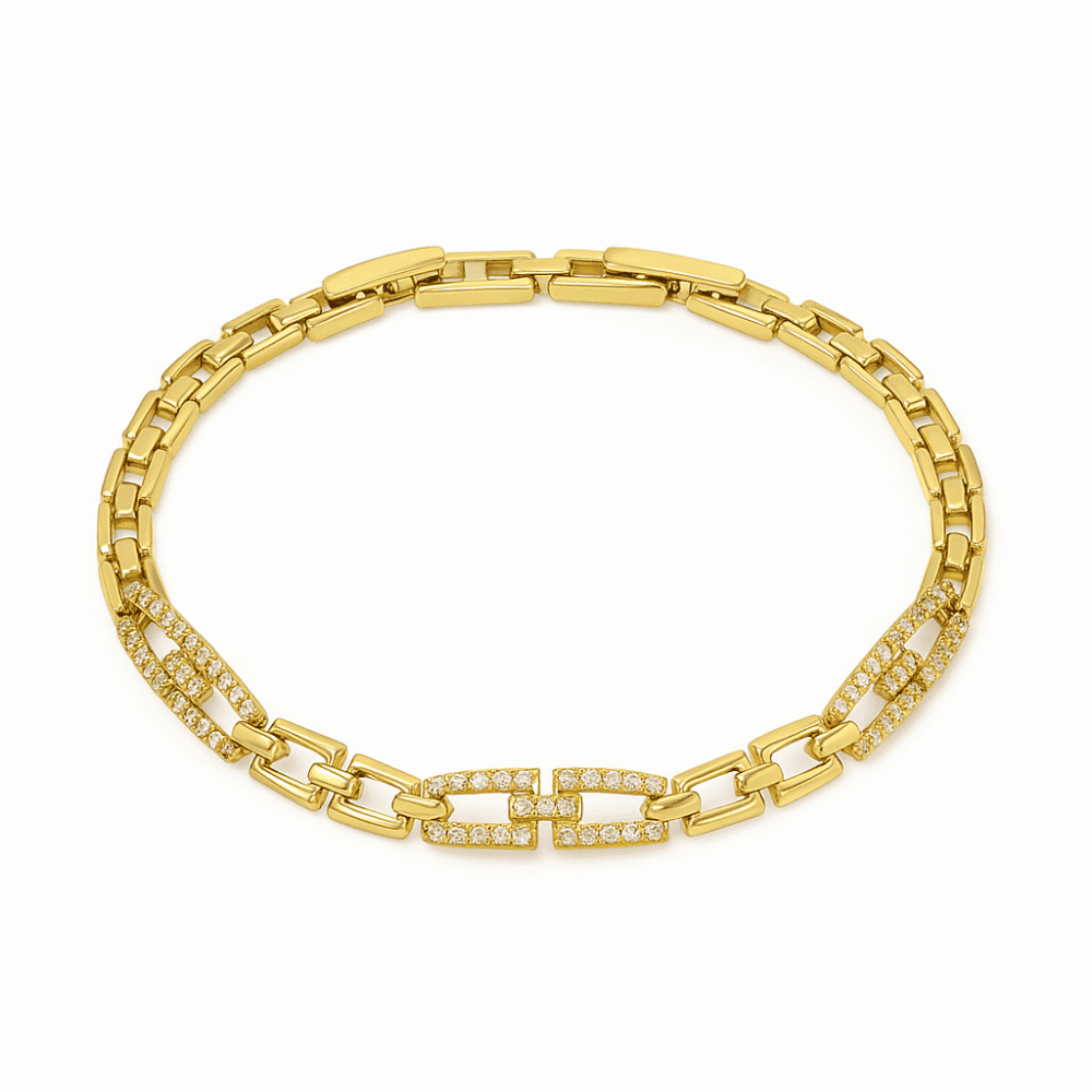 Kadın Tam Tur Xuping Bileklik - Altın Renk - Beyaz Zirkon Taşlı - 4