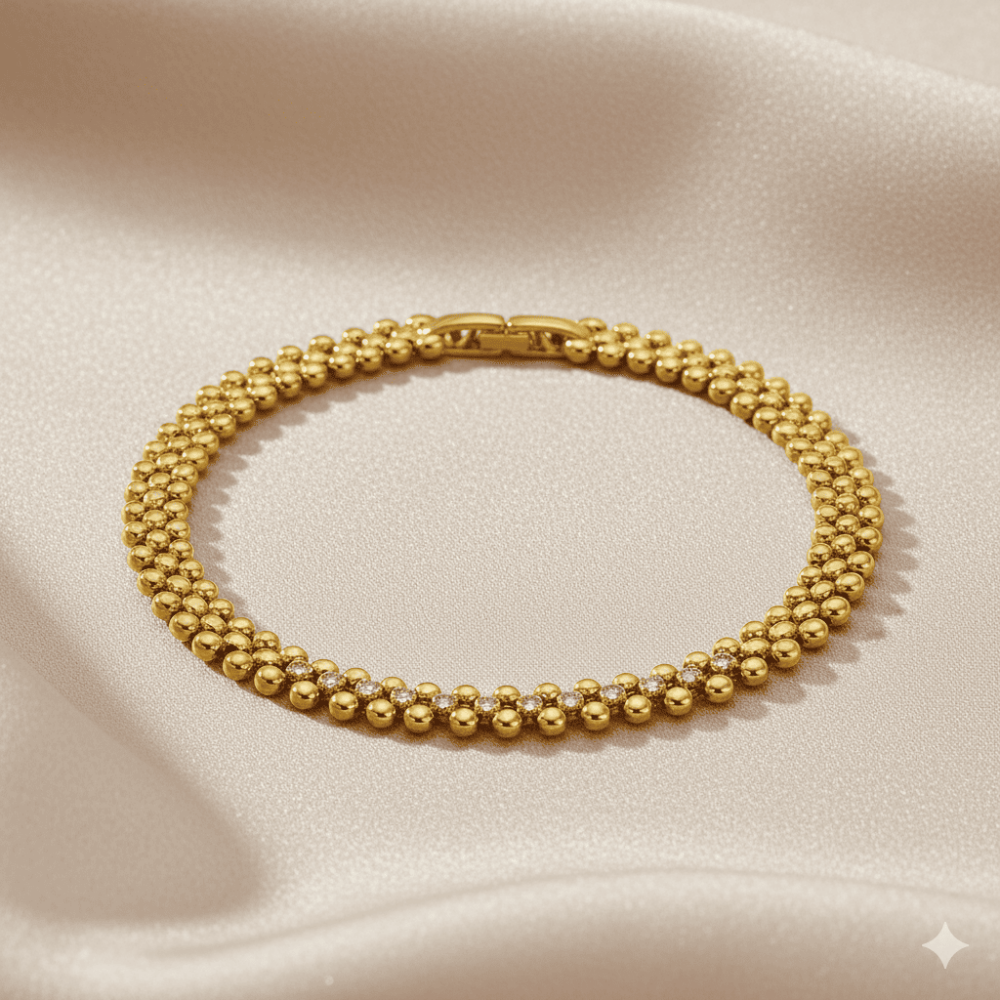 Kadın Tam Tur Xuping Bileklik - Beyaz Zirkon Taşlı - Altın Renk - 3