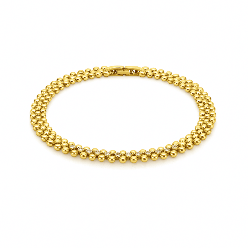 Kadın Tam Tur Xuping Bileklik - Beyaz Zirkon Taşlı - Altın Renk - 4