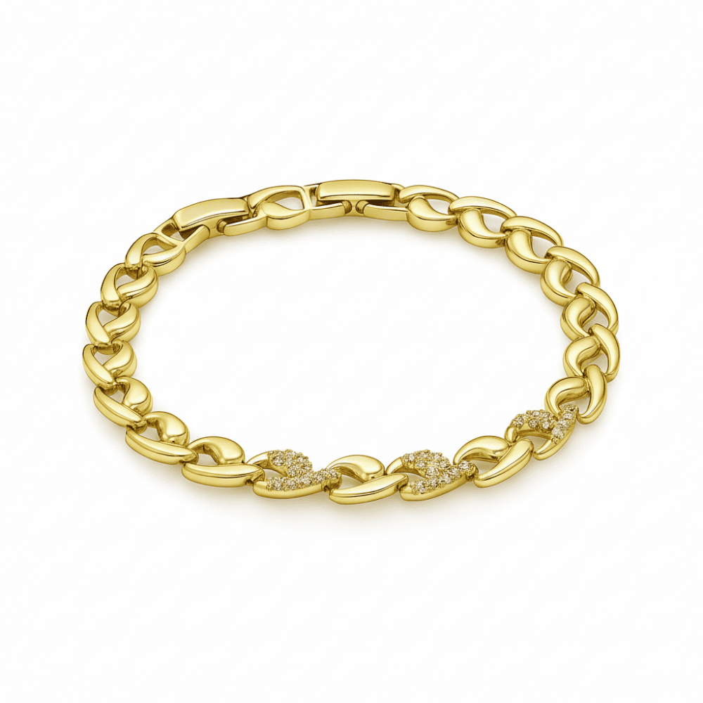 Kadın Tam Tur Xuping Bileklik - Damla Model - Beyaz Zirkon Taşlı - Altın Renk - 4