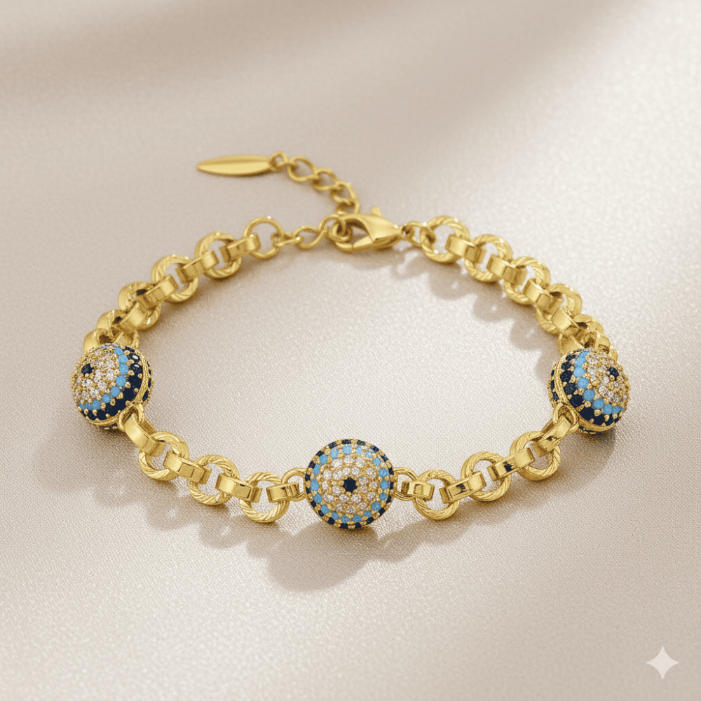 Kadın Tam Tur Xuping Bileklik - Doch Model - Multicolor Zirkon Taşlı - Altın Renk - 3