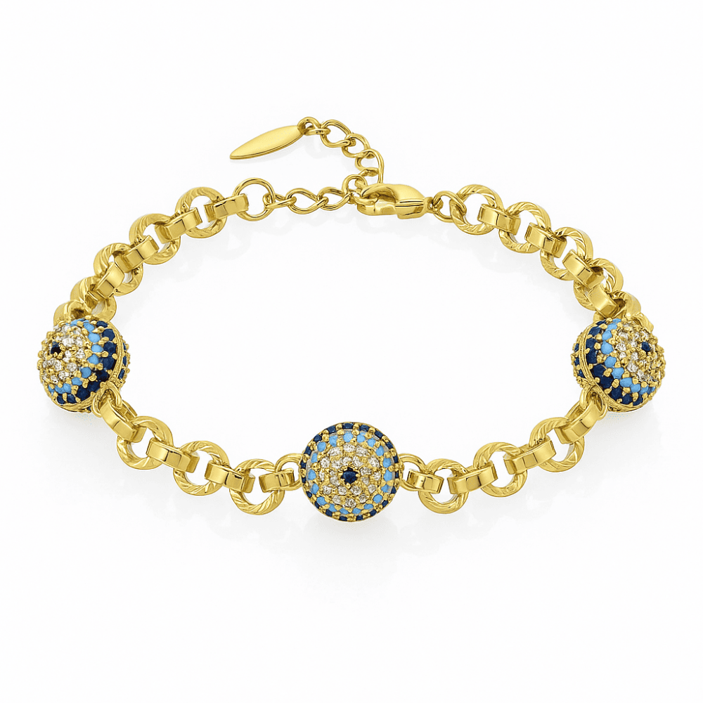 Kadın Tam Tur Xuping Bileklik - Doch Model - Multicolor Zirkon Taşlı - Altın Renk - 4