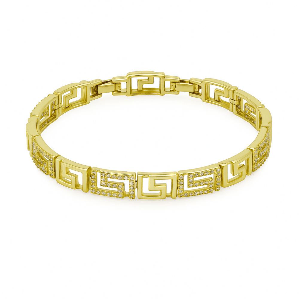 Kadın Tam Tur Xuping Bileklik - Greek Tasarım - Beyaz Zirkon Taşlı - Altın Renk - 4