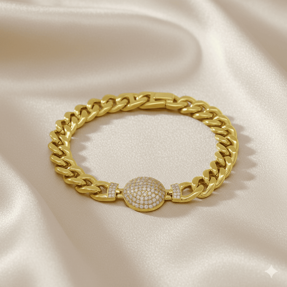 Kadın Tam Tur Xuping Bileklik - Gurmet Model - Beyaz Zirkon Taşlı - Altın Renk - 3