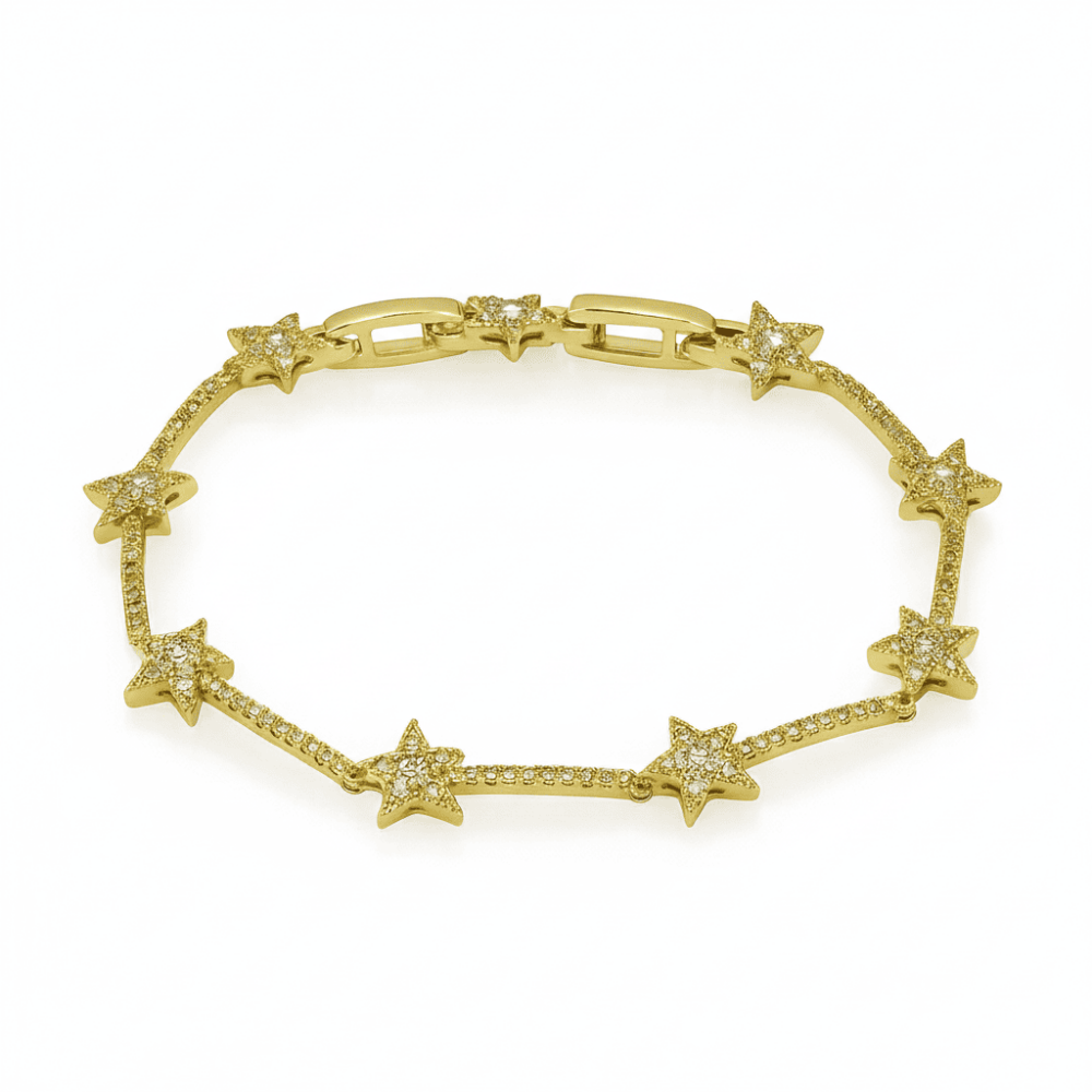 Kadın Tam Tur Xuping Bileklik - Kuzey Yıldızı Detaylı - Beyaz Zirkon Taşlı - Altın Renk - 4