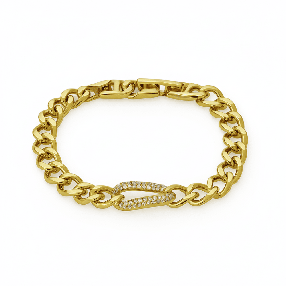 Kadın Tam Tur Xuping Bileklik - Pullu Gurmet Model - Beyaz Zirkon Taşlı - Altın Renk - 4