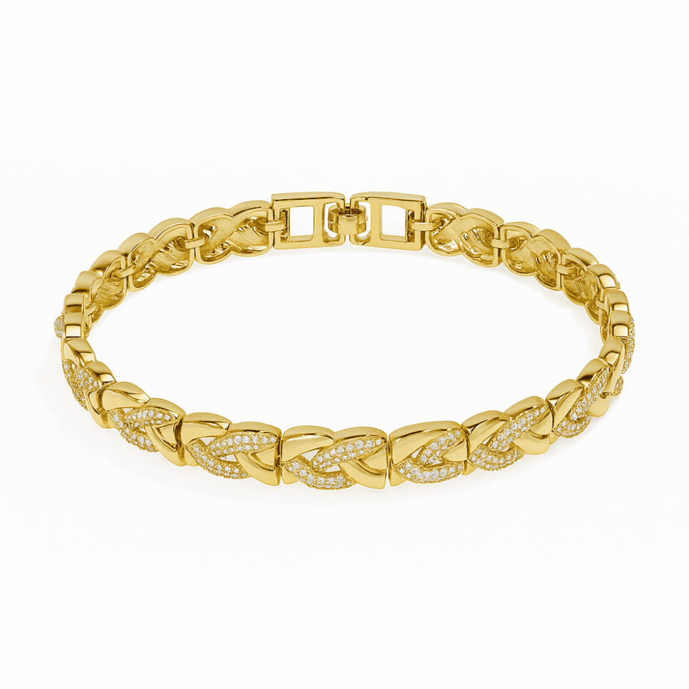 Kadın Tam Tur Xuping Bileklik - Sonsuzluk Model - Beyaz Zirkon Taşlı - Altın Renk - 4