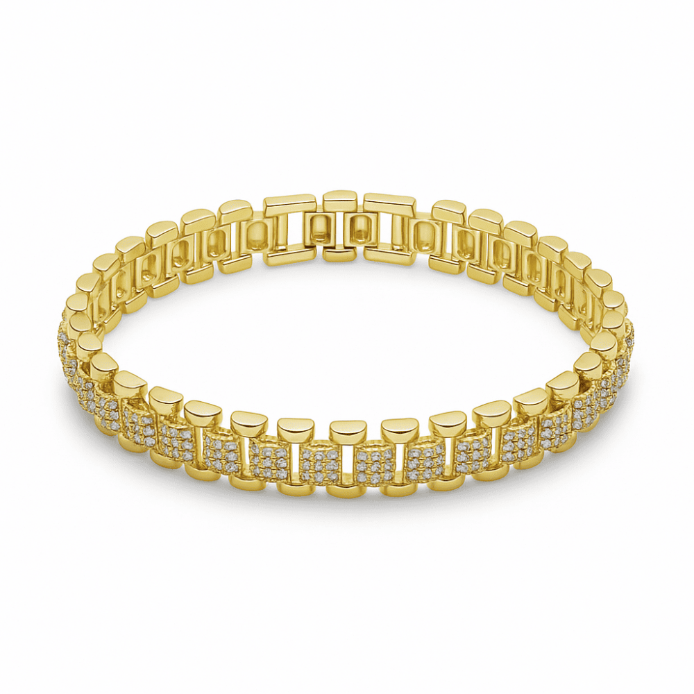 Kadın Tam Tur Xuping Bileklik - Üç Sıra Beyaz Zirkon Taşlı - Altın Renk - 4