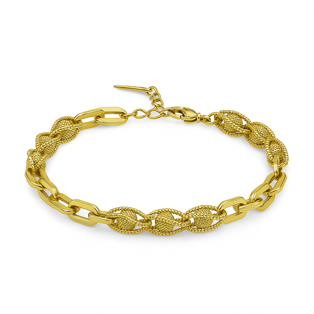 Kadın Xuping Bileklik - İtalyan Seyrek Küp Model - Tigers Eye Detaylı - Altın Renk - 4