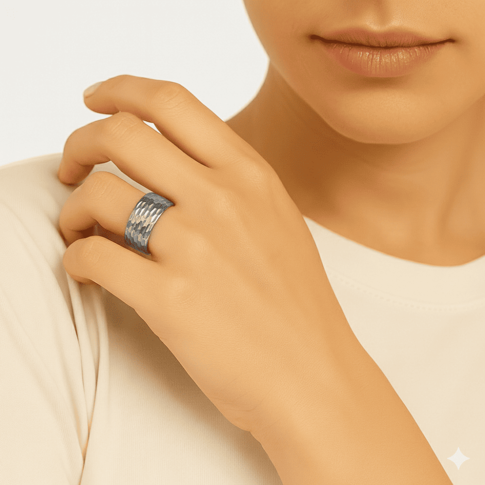 Kadın Xuping Çelik Alyans - Geniş Model - Gümüş Renk - 15 Ölçü - 2