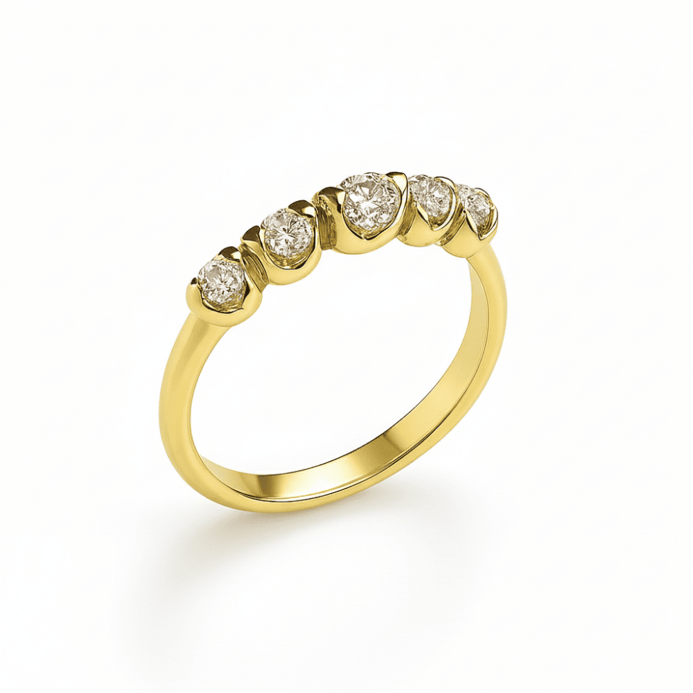 Kadın Xuping Çelik Beştaş Yüzük - Beyaz Zirkon Taşlı - Altın Renk - 14 Ölçü - 4