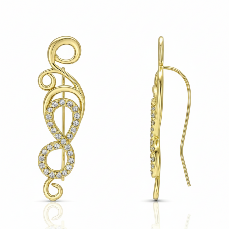 Kadın Xuping Çelik Küpe - Sonsuzluk Detaylı - Beyaz Zirkon Taşlı - Altın Renk - Tesbihane